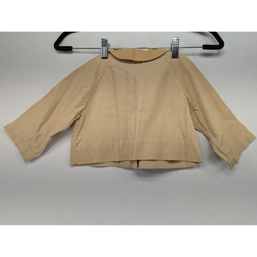Vintage Tan Corduroy Baby Jacket Daisy Applique Snap‎ Front 3 Months Tan Retro